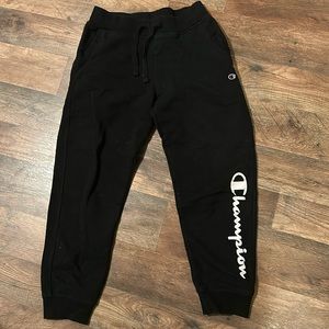 Black champion sweatpants, size girls large
